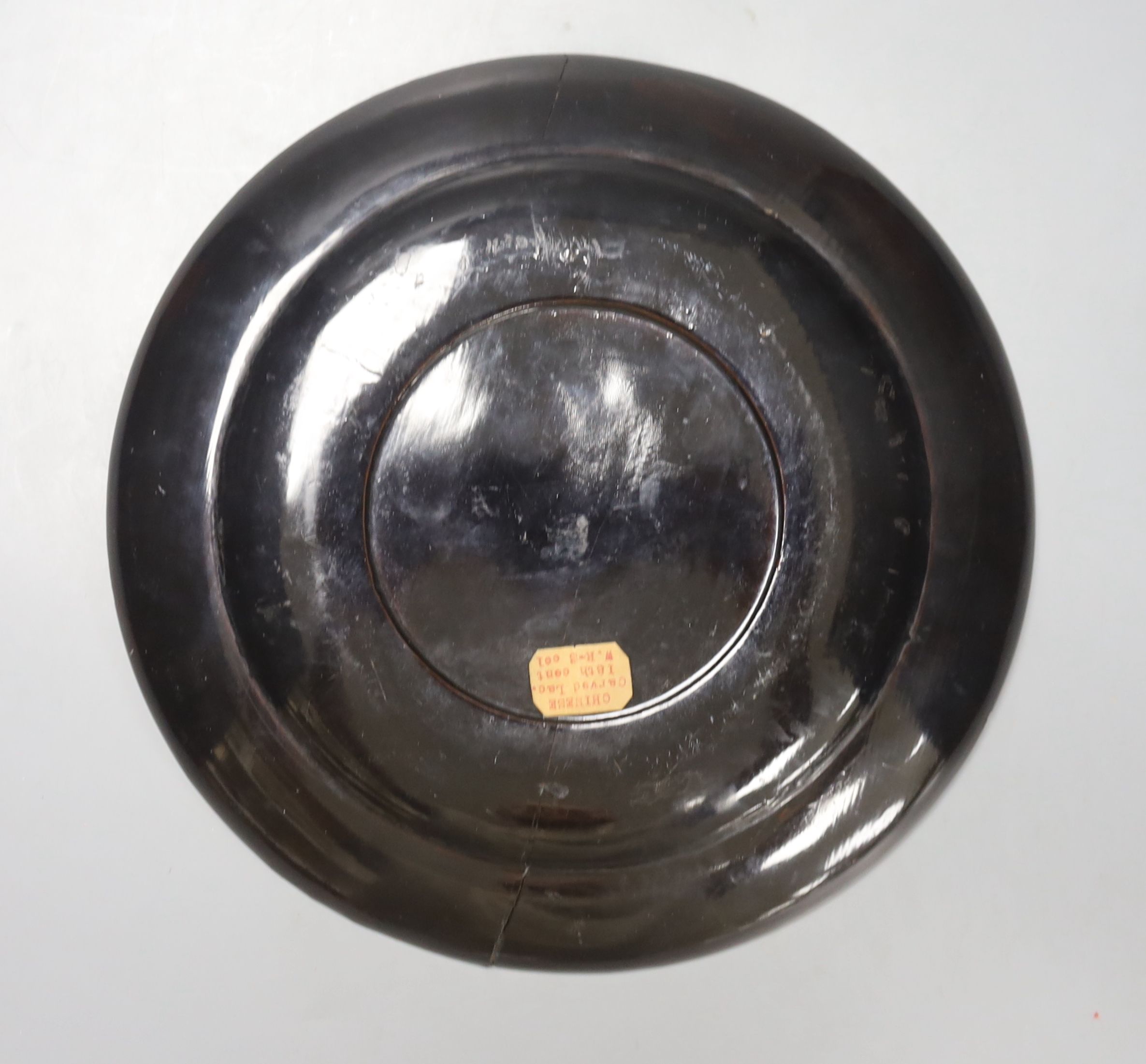 A Qianlong carved lacquer dish, diameter 29cm